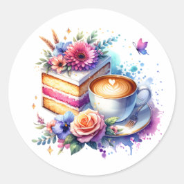Kaffee und Kuchen | Geburtstag des besten Freundes Runder Aufkleber
