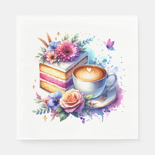 Kaffee und Kuchen | Geburtstag des besten Freundes Serviette (Vorderseite)