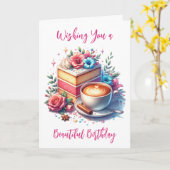 Kaffee und Kuchen Geburtstag Karte (Gelbe Blume)