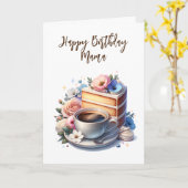 Kaffee und Kuchen | Happy Birthday Mama Karte (Gelbe Blume)
