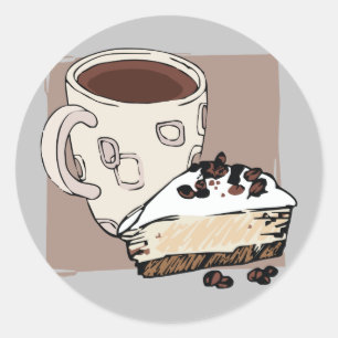 Kaffee und Kuchen Runder Aufkleber