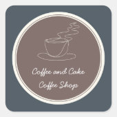 Kaffee- und Kuchenkaffee Quadratischer Aufkleber (Vorderseite)