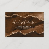 Kaffee und Kupfer Glitzer Aquarell Gilded Agate Visitenkarte (Vorderseite)