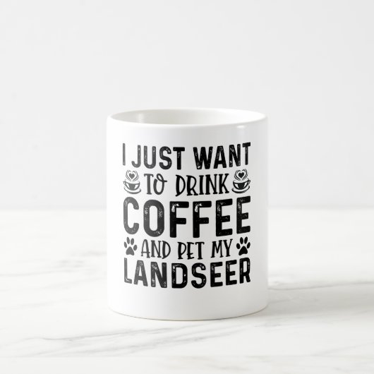 Kaffee und Landseer Dog Funny Kaffeetasse (Mittel)