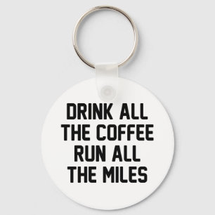 Kaffee und Lauf Schlüsselanhänger