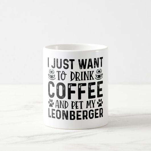 Kaffee und Leonberger Dog Funny Kaffeetasse (Mittel)