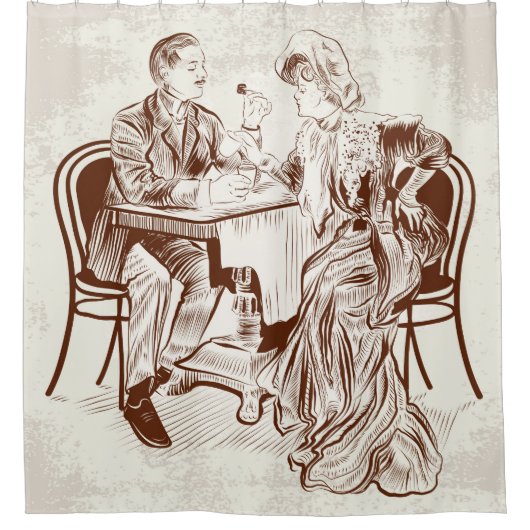 Kaffee und Liebe Duschvorhang (Vorderseite)