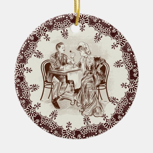 Kaffee und Liebe Keramik Ornament (Vorne)