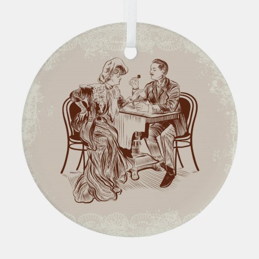 Kaffee und Liebe Ornament Aus Glas (Rückseite)