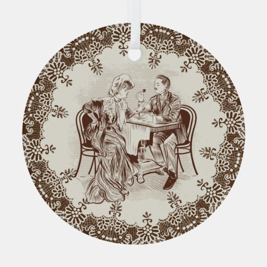 Kaffee und Liebe Ornament Aus Glas (Rückseite)