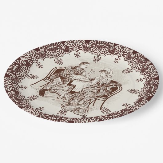 Kaffee und Liebe Pappteller (Schrägansicht)