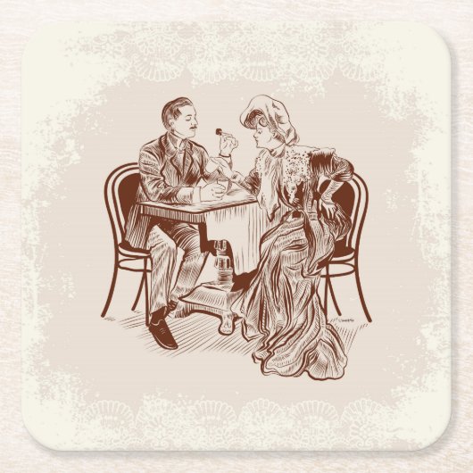 Kaffee und Liebe Rechteckiger Pappuntersetzer (Vorderseite)