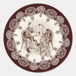 Kaffee und Liebe Runder Aufkleber