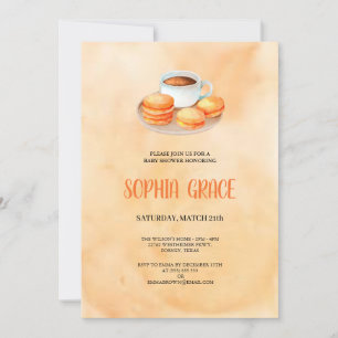 Kaffee und Macaroons Babydusche Einladung