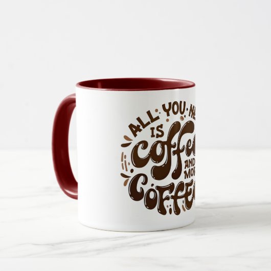 Kaffee und mehr Kaffee Tasse (Vorderseite Links)