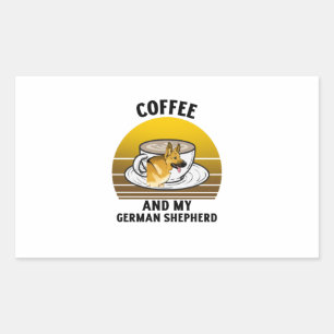 Kaffee und mein Deutscher Schäferhund Retro Vintag Rechteckiger Aufkleber