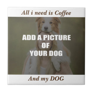 Kaffee und mein Hundebüt Kissen Fliese