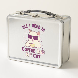 Kaffee und meine Katze Katze Daddy Cat Mama Cat Lo Metall Brotdose