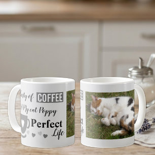Kaffee und meine Katze vollkommenes graues Foto Kaffeetasse