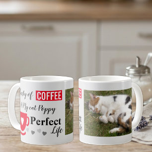 Kaffee und meine Katze vollkommenes Leben mit grau Kaffeetasse