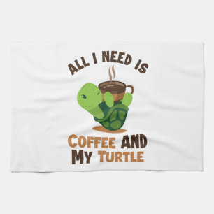 Kaffee und meine Schildkröte Tortoise Gemalte Lieb Geschirrtuch