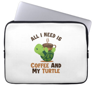 Kaffee und meine Schildkröte Tortoise Gemalte Lieb Laptopschutzhülle