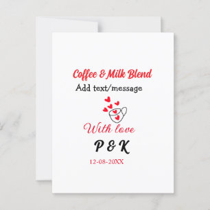 Kaffee- und Milch-Mischung Liebespaar Kaffee rotes Postkarte
