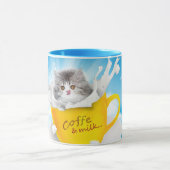 "Kaffee und Milch mit Niedlicher Katze" Tasse (Zentrum)