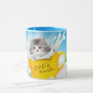 "Kaffee und Milch mit Niedlicher Katze" Tasse