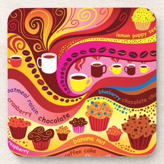 Kaffee- und Muffin-Muster Getränkeuntersetzer (Vorderseite)
