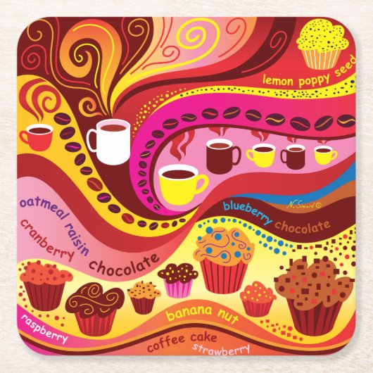 Kaffee- und Muffin-Muster Rechteckiger Pappuntersetzer (Vorderseite)