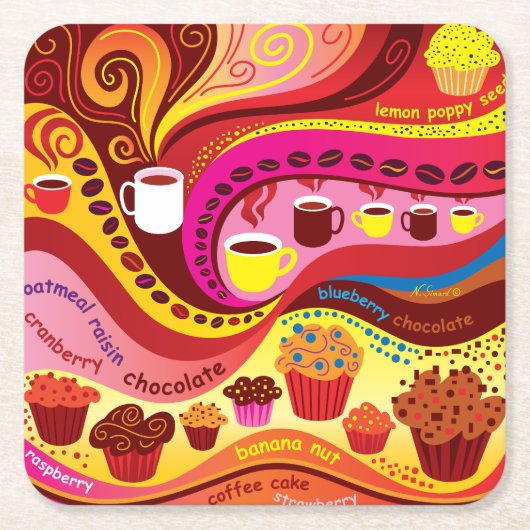 Kaffee- und Muffin-Muster Rechteckiger Pappuntersetzer (Vorderseite)