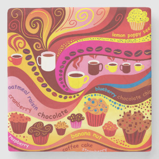 Kaffee- und Muffin-Muster Steinuntersetzer