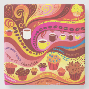 Kaffee- und Muffin-Muster Steinuntersetzer