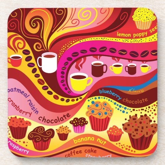 Kaffee- und Muffins-Muster Getränkeuntersetzer (Vorderseite)