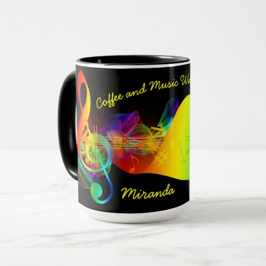 Kaffee und Musik Lover Musik Notizen bearbeiten Na Tasse (Vorderseite Links)