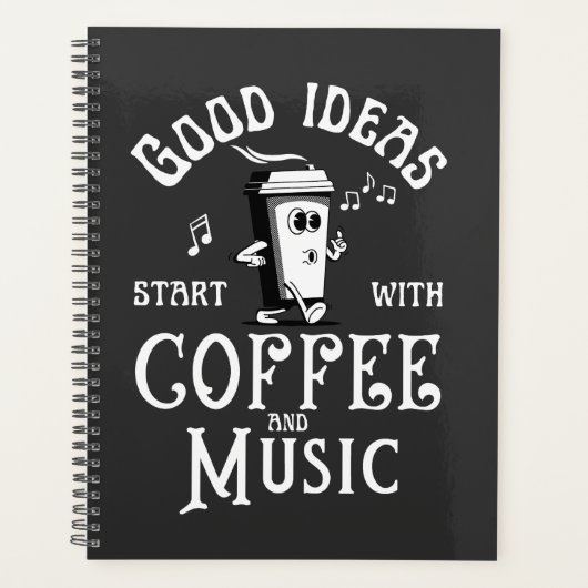 Kaffee- und Musikliebhaber Positu Sprichwort Planer (Vorderseite)