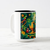 Kaffee und Paradies Zweifarbige Tasse (Vorderseite Links)