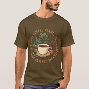 Kaffee und Pflanzen Retro Botanischer Pflanzenlieb T-Shirt