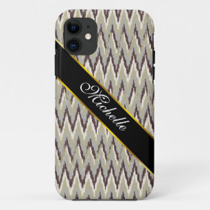 Kaffee und Sage iKat ZigZag Muster Case-Mate iPhone Hülle