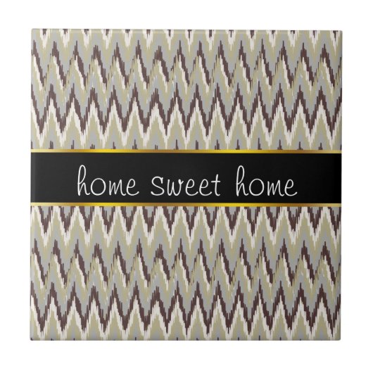 Kaffee und Sage iKat ZigZag Muster Fliese (Vorderseite)