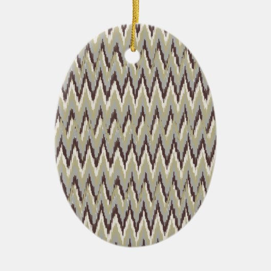Kaffee und Sage iKat ZigZag Muster Keramik Ornament (Vorne)