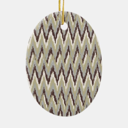 Kaffee und Sage iKat ZigZag Muster Keramik Ornament (Hinten)
