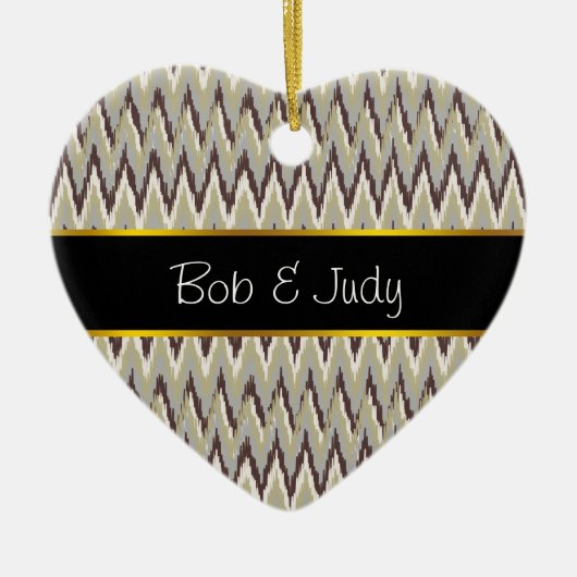 Kaffee und Sage iKat ZigZag Muster Keramikornament (Vorne)