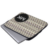 Kaffee und Sage iKat ZigZag Muster Laptopschutzhülle (Vorne Knopf)