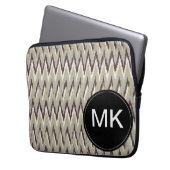Kaffee und Sage iKat ZigZag Muster Laptopschutzhülle (Vorderseite Links)