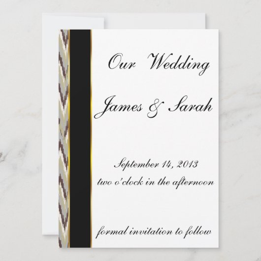 Kaffee und Sage iKat ZigZag Muster Save The Date (Rückseite)