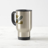 Kaffee und Sägespäne Reisebecher (Vorderseite Links)