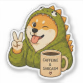 Kaffee Und Sarkasmus Hundeaufkleber Aufkleber (Vorderseite)