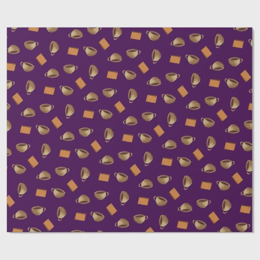 Kaffee und Schokolade Biscuits Muster Lila Küche Geschenkpapier (Flach)